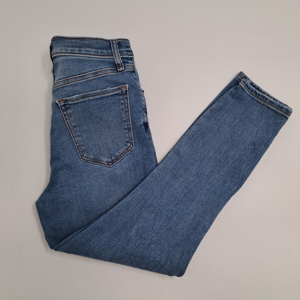 Abercrombie & Fitch Super Skinny Ankle Jeans Womens 4S 27 Blue Denim Distressed